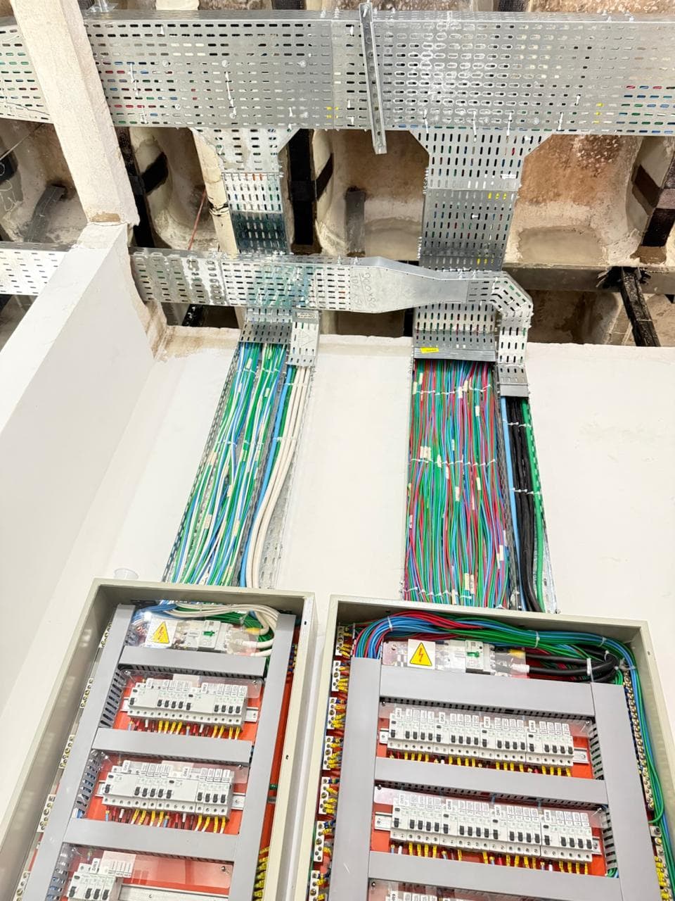 Painel elétrico e cabeamento instalados pela equipe